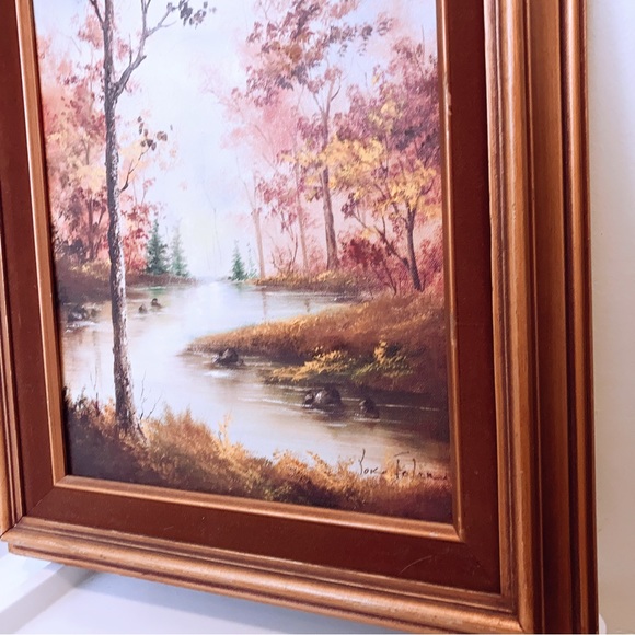 Beautiful Original Oil Painting Rural Trees River Scene signed by Yoko Folan - Picture 2 of 6
